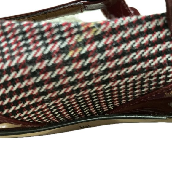 Circa Joan & David Red Patent Leather and Plaid Houdstooth Mary Jane Pumps - Picture 3 of 7